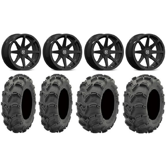 Valor V01 14" Wheels Black 28" Mud Lite XL Tires Yamaha Viking Wolverine YXZ1000R CFMoto ZForce 950 UForce 1000