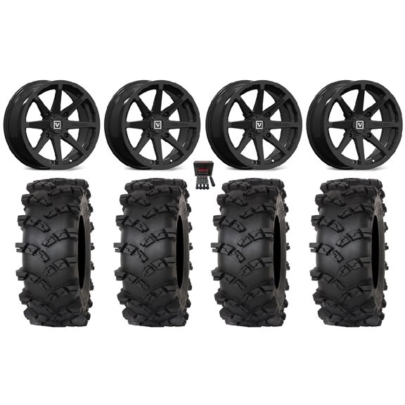 Valor V01 14" Wheels Black 28" Outlaw M/T Tires Sportsman RZR Ranger
