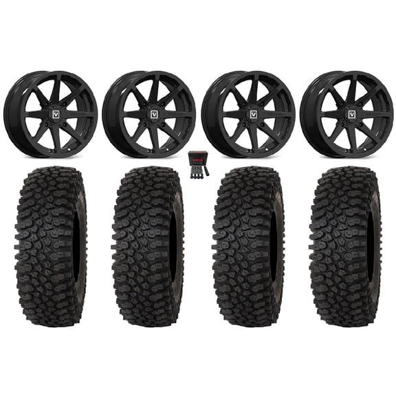 Valor V01 14" Wheels Black 28" Roctane ST Tires Sportsman RZR Ranger