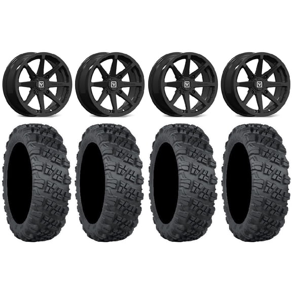 Valor V01 14" Wheels Black 28" Versa Cross V3 Tires Sportsman 550 850 1000