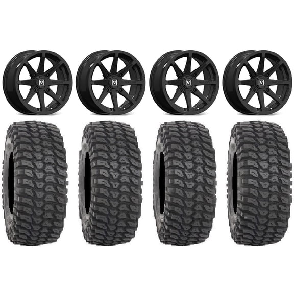 Valor V01 14" Wheels Black 28" XCR350 Tires Sportsman RZR Ranger
