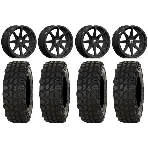 Valor V01 14" Wheels Black 28" XComp ATR Tires Can-Am Commander Maverick Renegade Outlander Defender