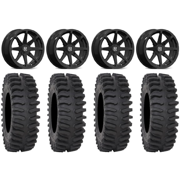 Valor V01 14" Wheels Black 28" XT400 Tires Sportsman RZR Ranger