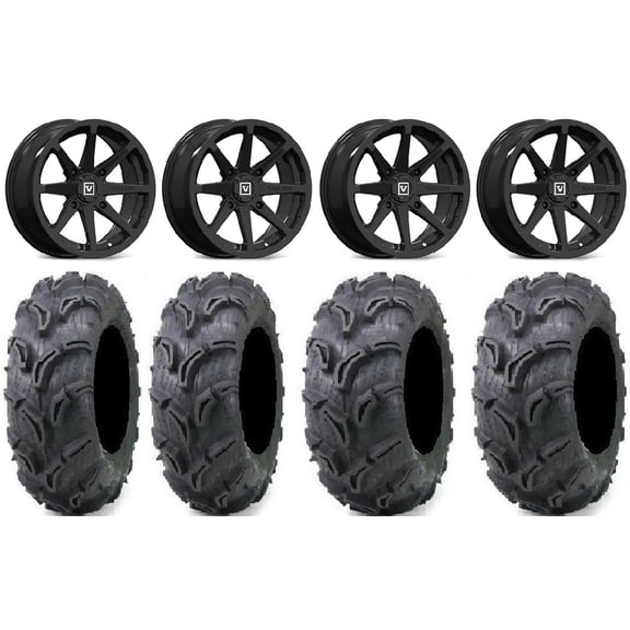Valor V01 14" Wheels Black 28" Zilla Tires Sportsman RZR Ranger