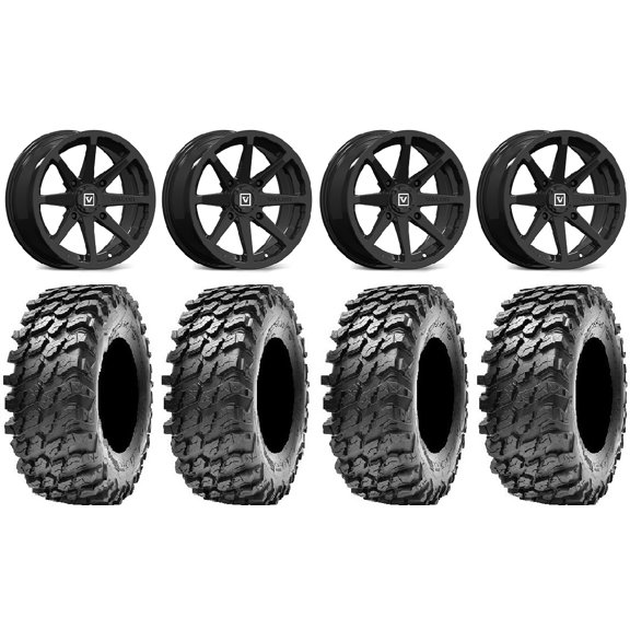 Valor V01 14" Wheels Black 32" Rampage Tires Kawasaki Mule Pro FXT