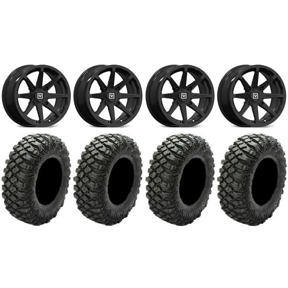 Valor V01 15" Wheels Black 30" Crawler XR Tires Kawasaki Teryx Mule