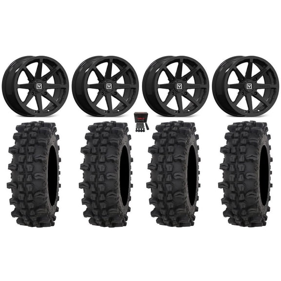 Valor V01 15" Wheels Black 32" ACP Tires Kawasaki Mule Pro FXT