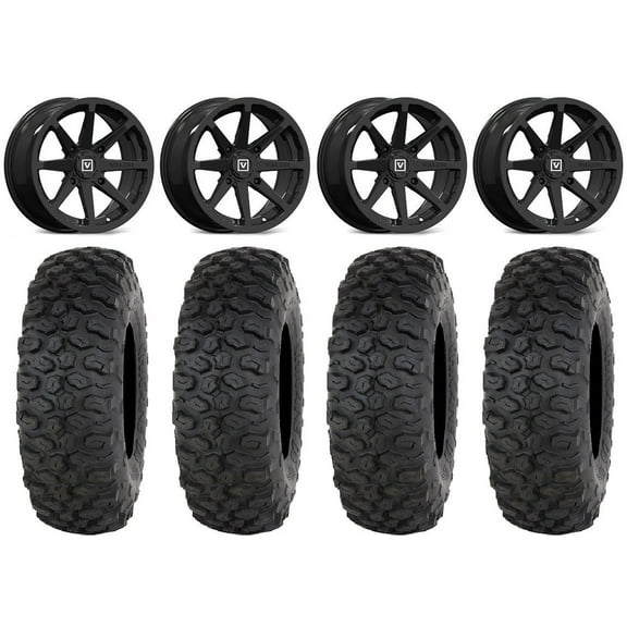 Valor V01 15" Wheels Black 32" Chicane DS Tires Kawasaki Teryx Mule
