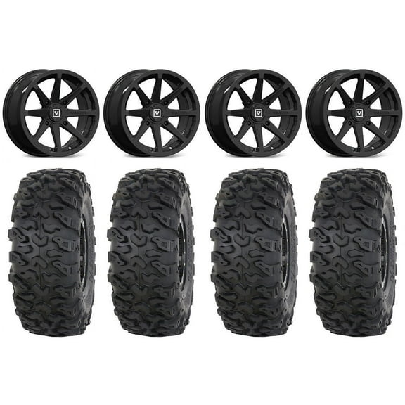 Valor V01 15" Wheels Black 35" Roctane T4 Tires Kawasaki Teryx Mule