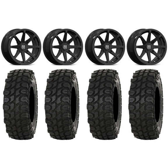 Valor V01 15" Wheels Black 35" XComp ATR Tires Kawasaki Teryx Mule