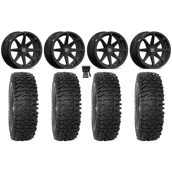 Valor V01 15" Wheels Black 37" RC500 Tires Kawasaki Teryx Mule