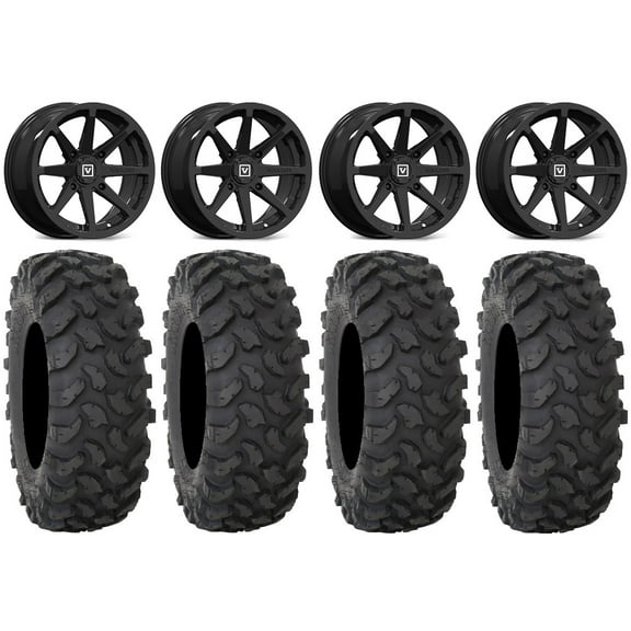 Valor V01 15" Wheels Black 37" XTR370 Tires Kawasaki Teryx Mule