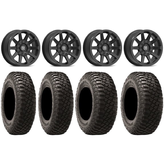 Valor V02 14" Wheels Black 27" BFG KM3 Tires Can-Am Maverick X3 / Honda Pioneer 1000 / Talon