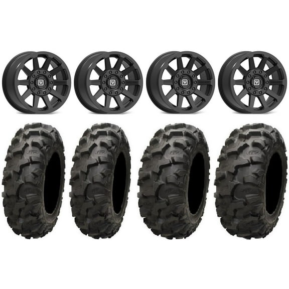 Valor V02 14" Wheels Black 27" Blackwater Tires Can-Am Maverick X3 / Honda Pioneer 1000 / Talon