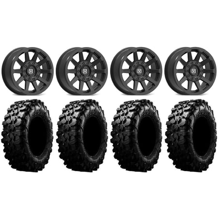 Valor V02 15" Wheels Black 32" Carnivore Tires Kawasaki Mule Pro FXT