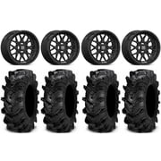 Valor V03 14" Wheels Black 27" Cryptid Tires Yamaha Viking Wolverine YXZ1000R CFMoto ZForce 950 UForce 1000