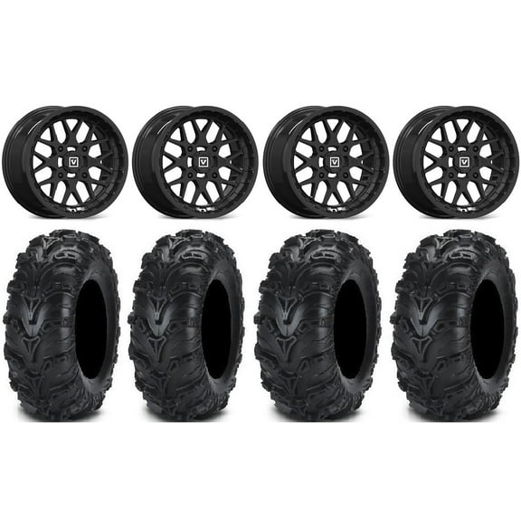 Valor V03 14" Wheels Black 27" Mud Lite II Tires Polaris RZR XP 1000 / PRO XP / Ranger XP 900/1000