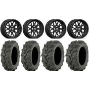 Valor V03 14" Wheels Black 27" Mud Lite XTR Tires Can-Am Maverick X3 / Honda Pioneer 1000 / Talon