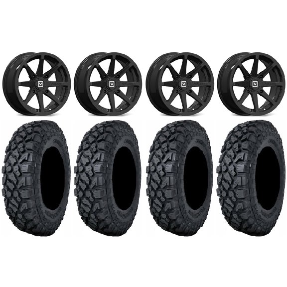 Valor V03 14" Wheels Black 28" Klever X/T Tires Kawasaki Teryx Mule