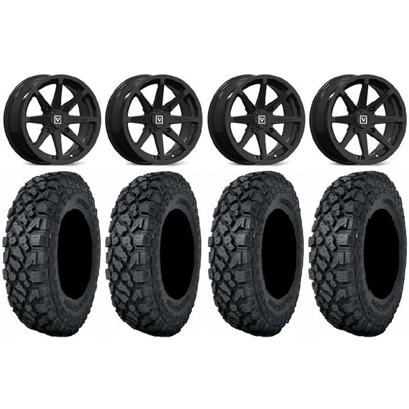 Valor V03 14" Wheels Black 28" Klever X/T Tires Polaris RZR XP 1000 / PRO XP / Ranger XP 900/1000