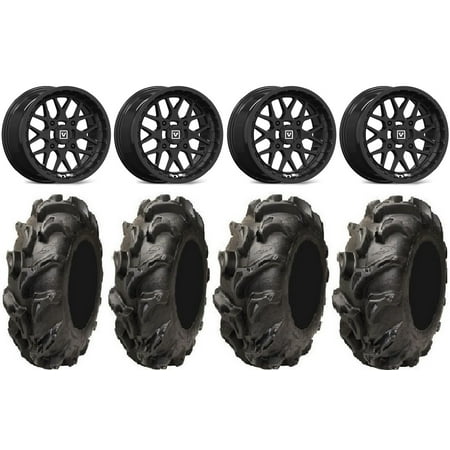 Valor V03 14" Wheels Black 28" Mega Mayhem Tires Kawasaki Mule Pro FXT