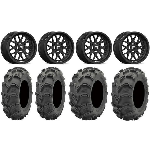 Valor V03 14" Wheels Black 28" Mud Lite XL Tires Sportsman RZR Ranger