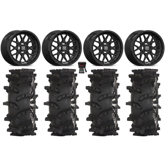 Valor V03 14" Wheels Black 28" Outlaw Max Tires Kawasaki Mule Pro FXT