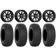 Valor V03 14" Wheels Black 28" RT320 Tires Can-Am Commander Maverick Renegade Outlander Defender