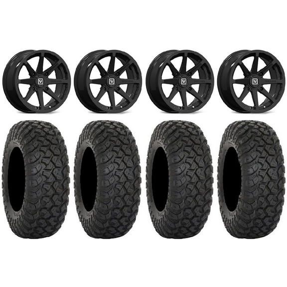 Valor V03 14" Wheels Black 28" RT320 Tires Sportsman RZR Ranger