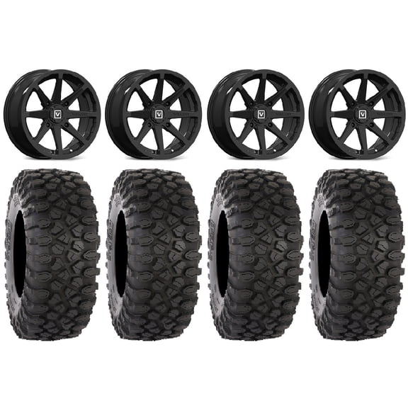 Valor V03 14" Wheels Black 28" XC450 Tires Sportsman RZR Ranger