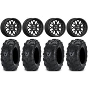 Valor V03 14" Wheels Black 30" Mud Lite II Tires Honda Rincon Yamaha Rhino Kawasaki Brute Force Suzuki KingQuad