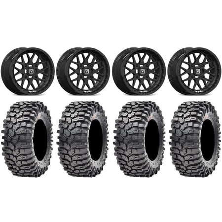 Valor V03 14" Wheels Black 30" Roxxzilla Tires Kawasaki Teryx Mule