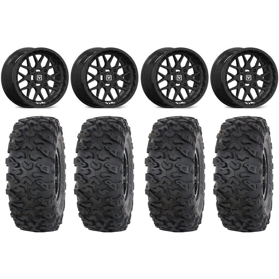 Valor V03 14" Wheels Black 32" Roctane T4 Tires Sportsman RZR Ranger