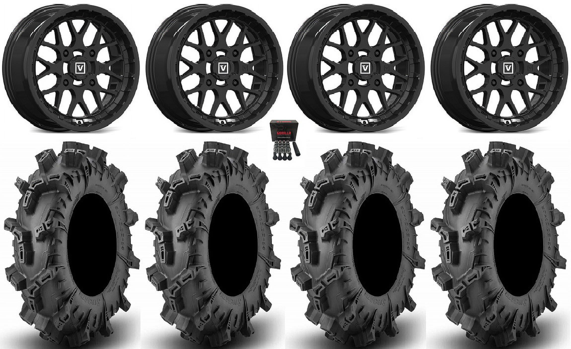 Valor V03 15" Wheels Black 32" Terminator Max Tires Yamaha Viking