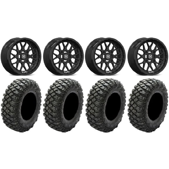 Valor V03 15" Wheels Black 33" Crawler XR Tires Kawasaki Teryx Mule