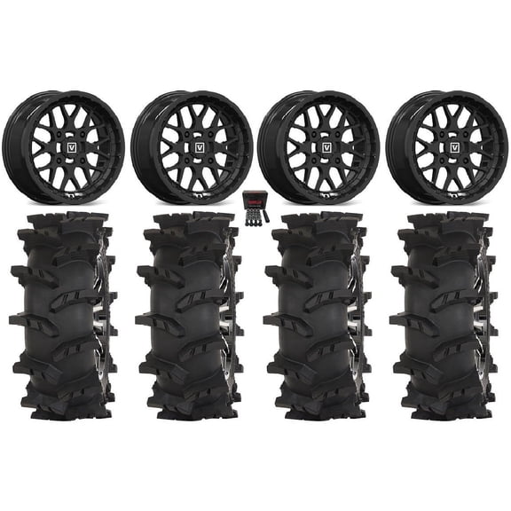 Valor V03 15" Wheels Black 33" Outlaw Max Tires Yamaha Viking Wolverine YXZ1000R