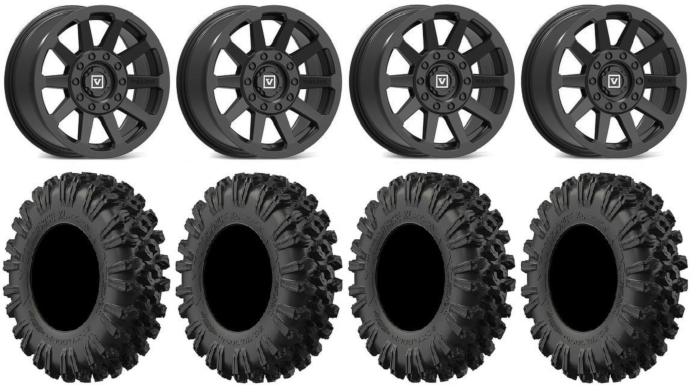 Valor V03 15" Wheels Black 35" MotoRavage XL Tires Yamaha Viking