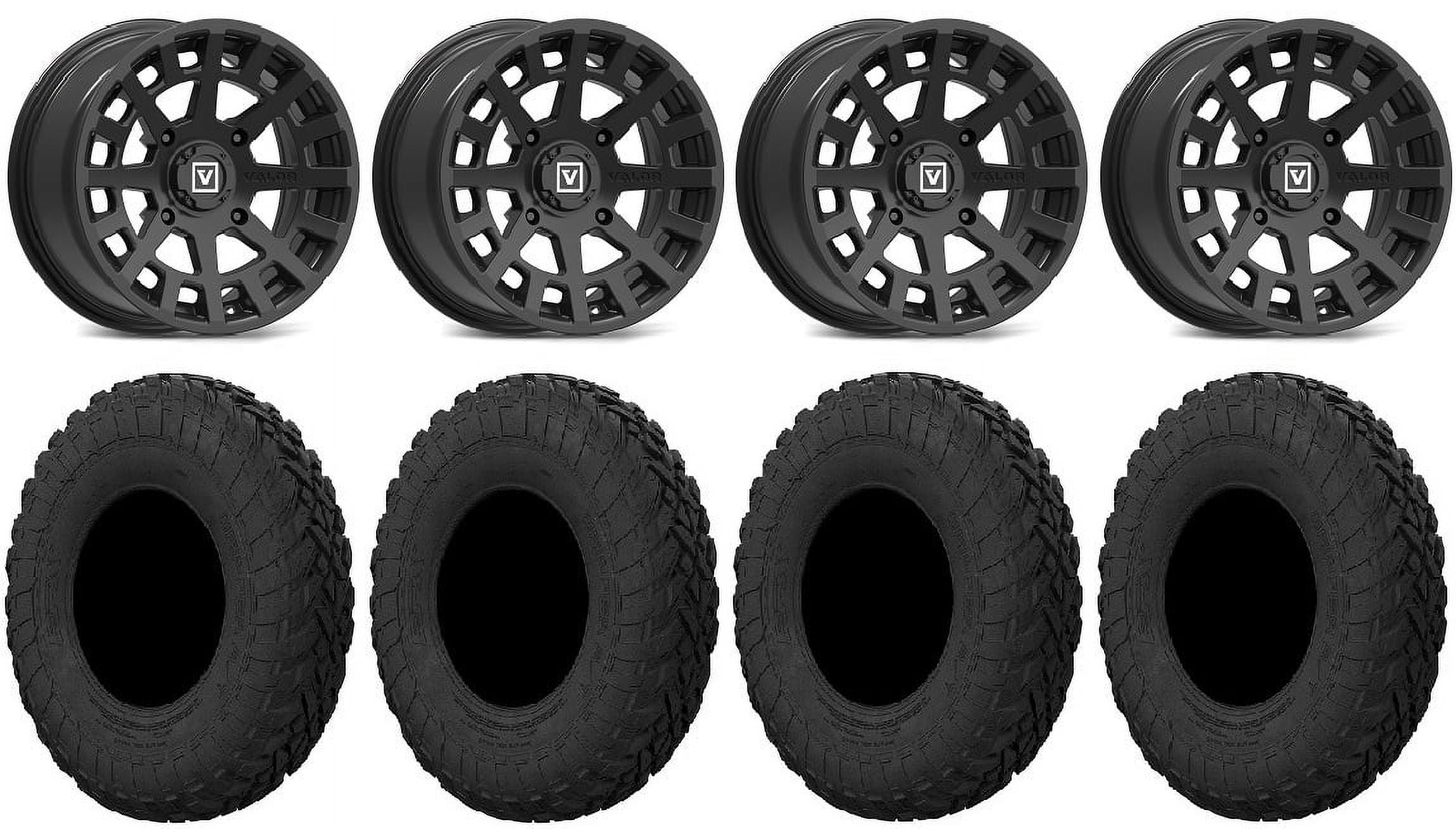 Valor V04 15" Wheels Black 32" Gripper R/T Tires CanAm Maverick X3