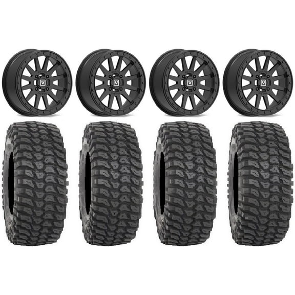 Valor V05 Beadlock 14" Wheels Black 28" XCR350 Tires Sportsman RZR Ranger