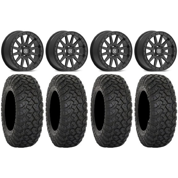 Valor V05 Beadlock 14" Wheels Black 30" RT320 Tires Can-Am Commander Maverick Renegade Outlander Defender