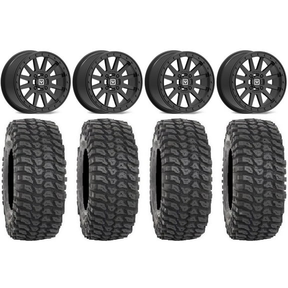 Valor V05 Beadlock 15" Wheels Black 32" XCR350 Tires Can-Am Commander Maverick Renegade Outlander Defender