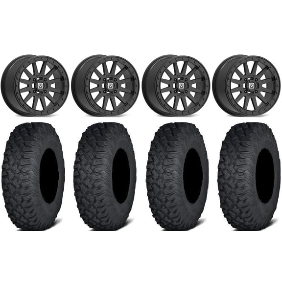 Valor V05 Beadlock 15" Wheels Black 33" Coyote Tires Sportsman RZR Ranger