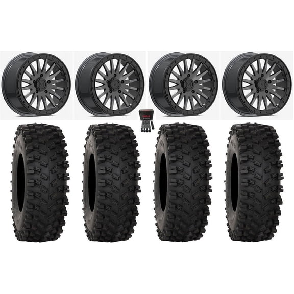 Valor V06 Bdlk 15" Wheels Gm 33" ATX470 Tires Polaris RZR Turbo R & Pro R Ranger 1500 Xpedition