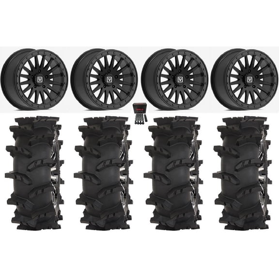 Valor V06 Bdlk 15" Wheels SB 33" Outlaw Max Tires Polaris RZR Turbo R & Pro R Ranger 1500 Xpedition