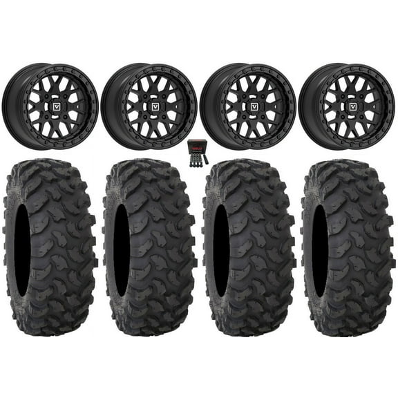 Valor V07 Beadlock 15" Wheels Black 30" XTR370 Tires Can-Am Maverick X3 / Honda Pioneer 1000 / Talon