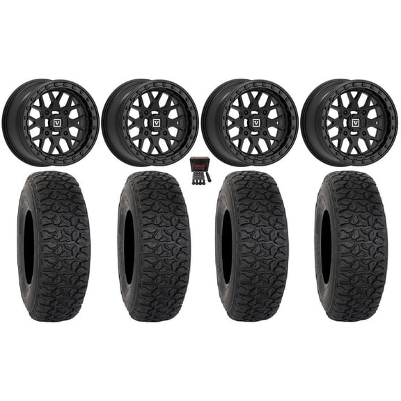 Valor V07 Beadlock 15" Wheels Black 32" DX440 Tires Sportsman RZR Ranger