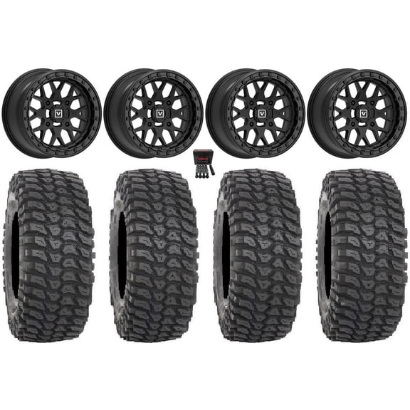 Valor V07 Beadlock 15" Wheels Black 32" XCR350 Tires Sportsman RZR Ranger