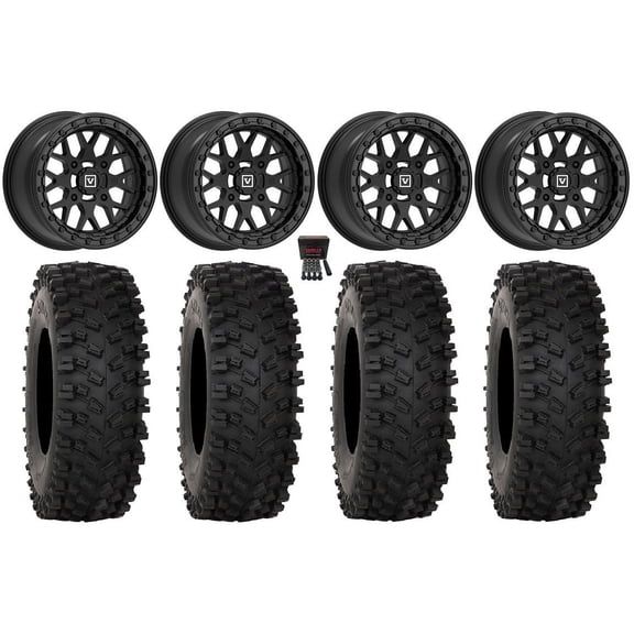 Valor V07 Beadlock 15" Wheels Black 33" ATX470 Tires Can-Am Commander Maverick Renegade Outlander Defender