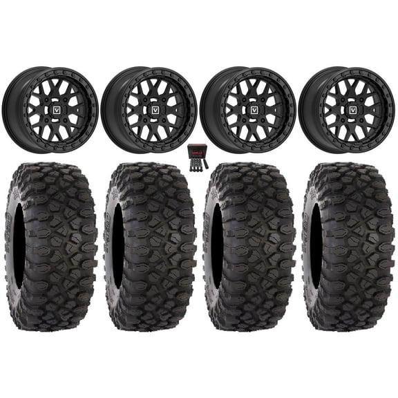 Valor V07 Beadlock 15" Wheels Black 33" XC450 Tires Sportsman RZR Ranger