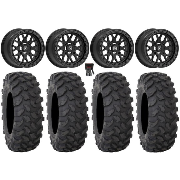 Valor V07 Beadlock 15" Wheels Black 35" XTR370 Tires Can-Am Commander Maverick Renegade Outlander Defender